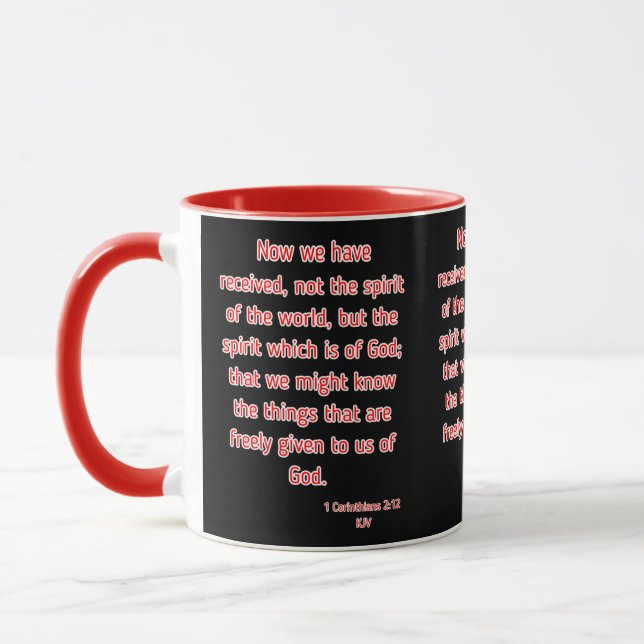 1 Corinthians 2:12 KJV Bible Verse Two-Tone Mug (Left)