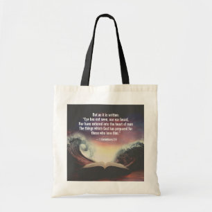 1 Corinthians 2:9 Eye has not seen, nor ear heard, Tote Bag