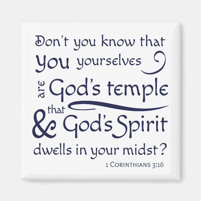 1 Corinthians 3:16 You are God's Temple Magnet (Front)