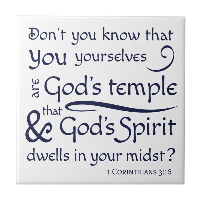 1 Corinthians 3:16 You are God's Temple Tile (Front)