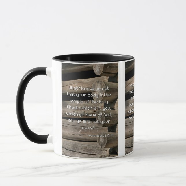 1 Corinthians 6:19 Bible Verse Two-Tone Mug (Left)