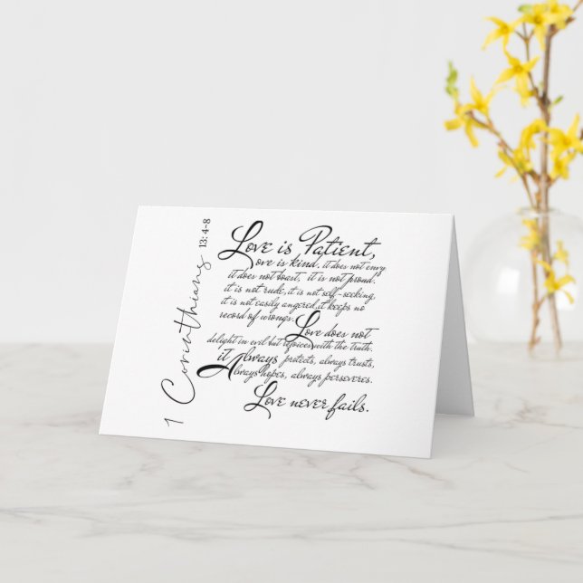 1 Corinthians Love is Patient Wedding Engagement Card (Yellow Flower)