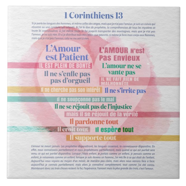 1 Corinthiens 13,  Hymne à l’Amour Tile (Front)