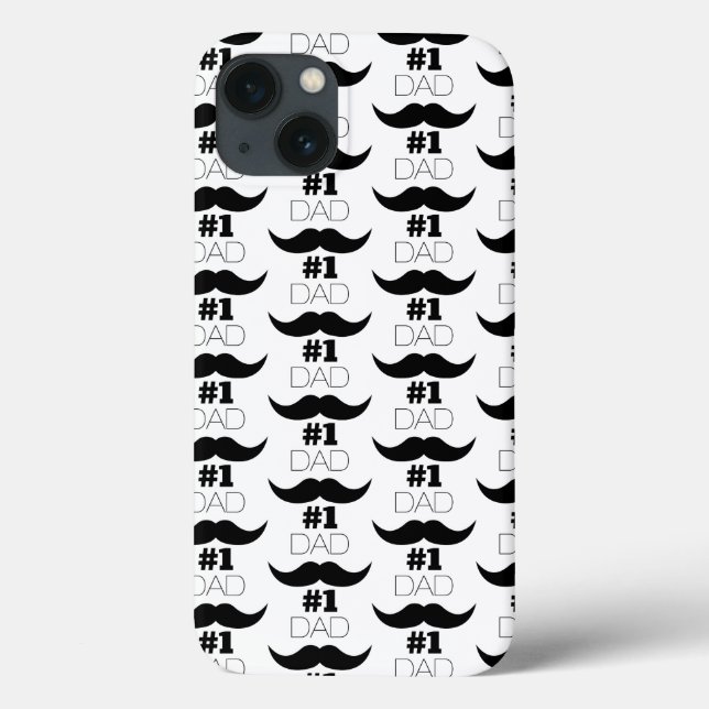 #1 Dad Black and White Moustache - Number One Case-Mate iPhone Case (Back)