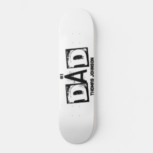 #1 Dad Black and White Personalised  Skateboard
