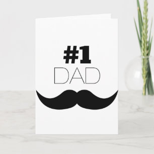 #1 Dad Black Moustache - Number One Card