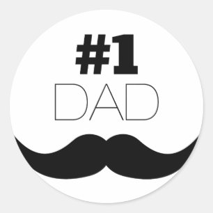 #1 Dad Black Moustache - Number One Classic Round Sticker