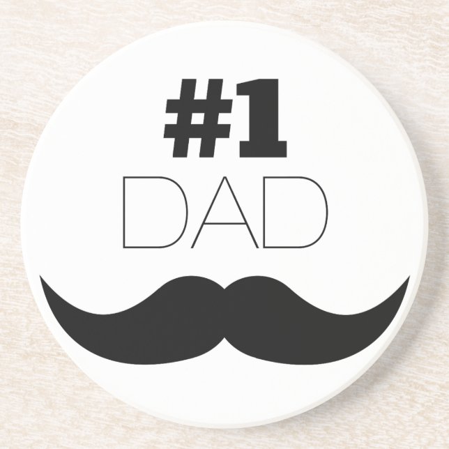 #1 Dad Black Moustache - Number One Coaster (Front)