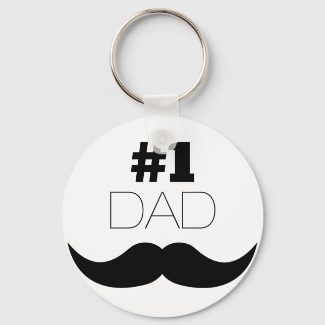 #1 Dad Black Moustache - Number One Key Ring (Front)