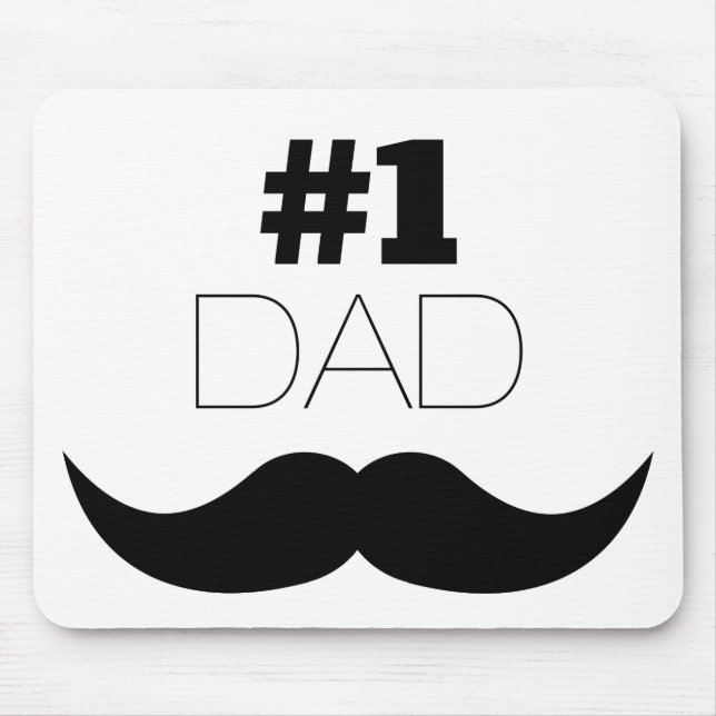 #1 Dad Black Moustache - Number One Mouse Mat (Front)