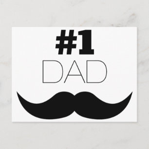 #1 Dad Black Moustache - Number One Postcard