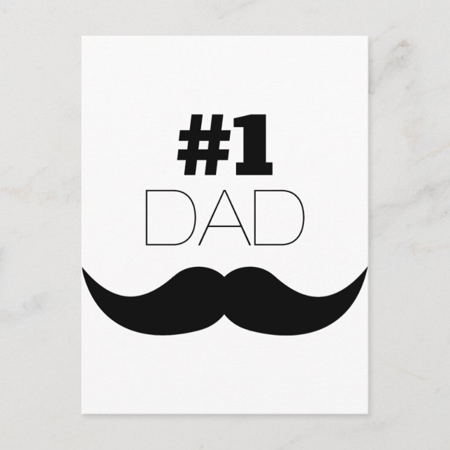 #1 Dad Black Moustache - Number One Postcard (Front)