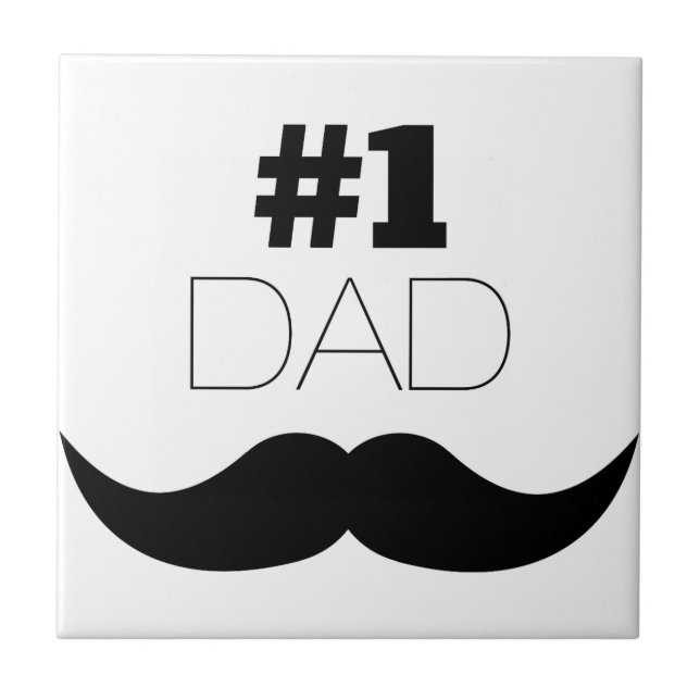 #1 Dad Black Moustache - Number One Tile (Front)