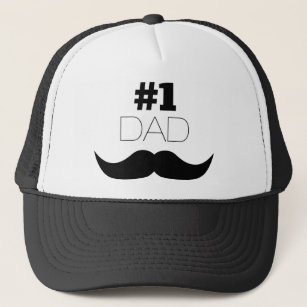 #1 Dad Black Moustache - Number One Trucker Hat