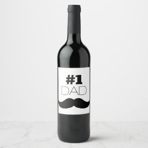 #1 Dad Black Moustache - Number One Wine Label