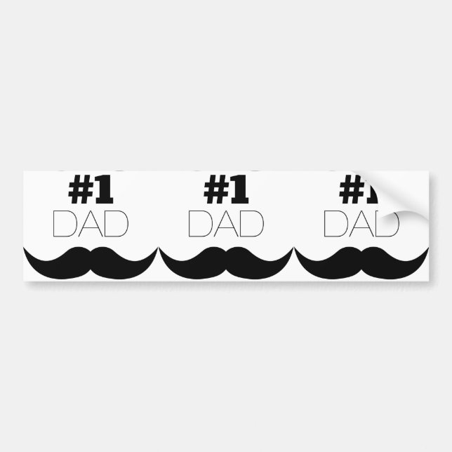 #1 Dad Black Mustache - Number One Bumper Sticker (Front)