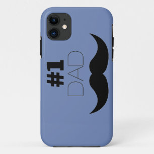 #1 Dad Blue and Black Moustache - Number One iPhone 11 Case