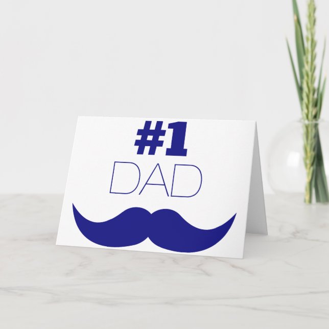 #1 Dad Blue Moustache - Number One Card (Front)
