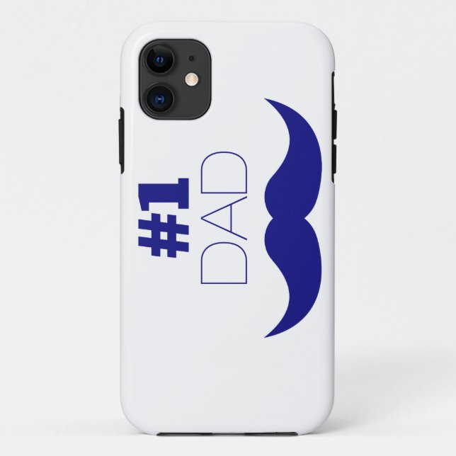#1 Dad Blue Moustache - Number One Case-Mate iPhone Case (Back)