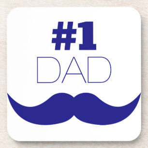 #1 Dad Blue Moustache - Number One Coaster
