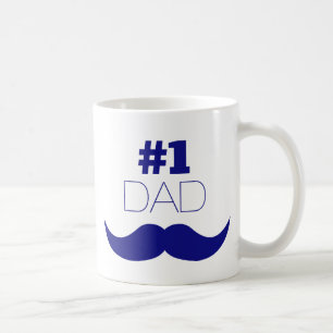 #1 Dad Blue Moustache - Number One Coffee Mug