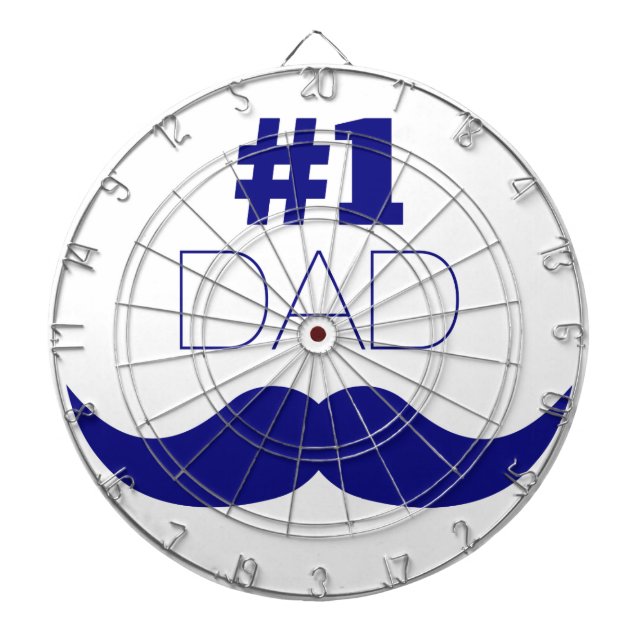#1 Dad Blue Moustache - Number One Dartboard (Front)
