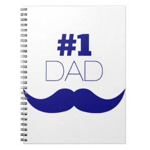 #1 Dad Blue Moustache - Number One Notebook