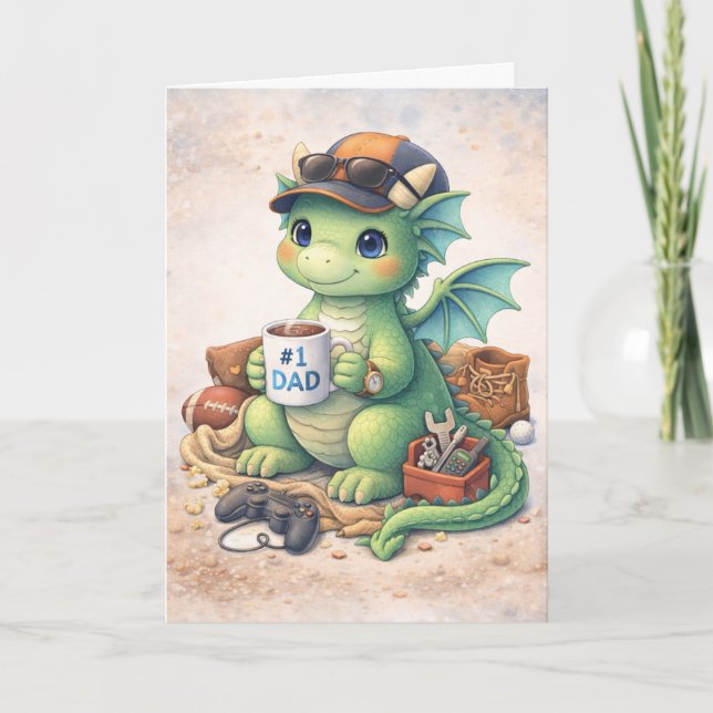 #1 Dad Coffee Mug Funny Father's Day Greeting Card (Front)