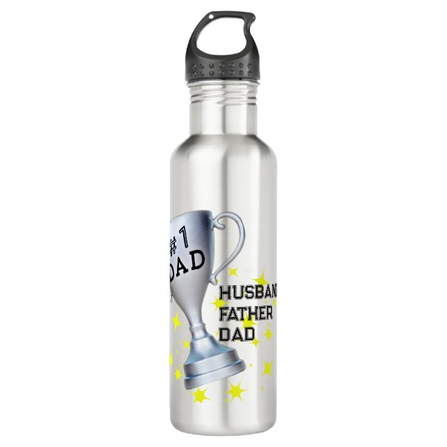 #1 Dad Custom Stainless Steel Water Bottle (Front)
