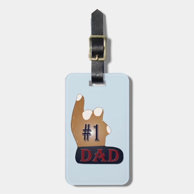 #1 Dad Ebony Teak Luggage Tag (Front Vertical)
