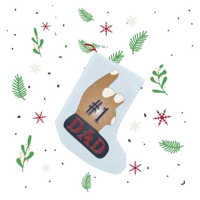 #1 Dad Ebony Teak Small Christmas Stocking (Creator Uploaded)