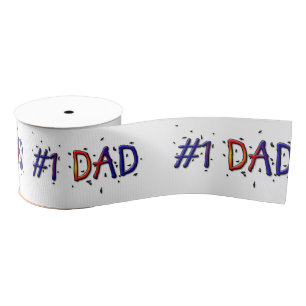 #1 Dad Father's  Day Gift Ribbon Grosgrain Ribbon