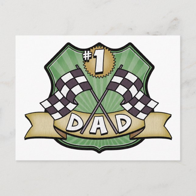 #1 Dad Father's Day Race Fan Postcard (Front)