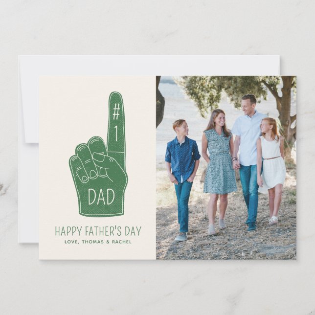 #1 Dad Foam Finger Father's Day Photo Card (Front)