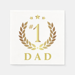 #1 DAD Gold Father's Day Party Napkin