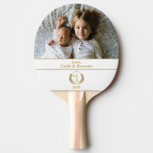#1 Dad Gold Wreath Personalised Photo Ping Pong Paddle