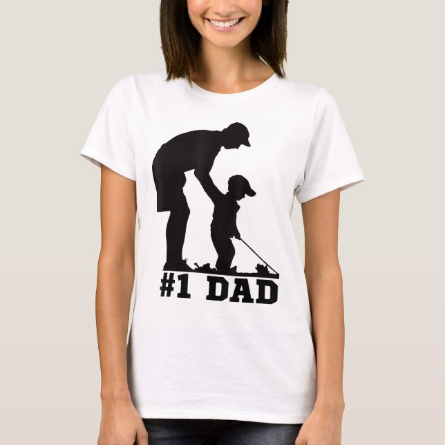 1 Dad Golfing Golf Fathers Day Father Son Tee (Front)