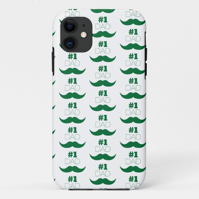 #1 Dad Green Moustache - Number One Case-Mate iPhone Case (Back)