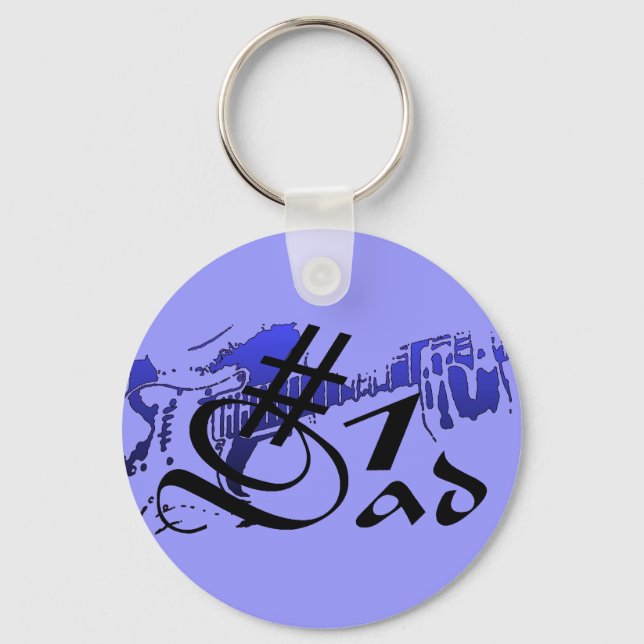 #1 Dad Guitar Blue Keychain (Front)