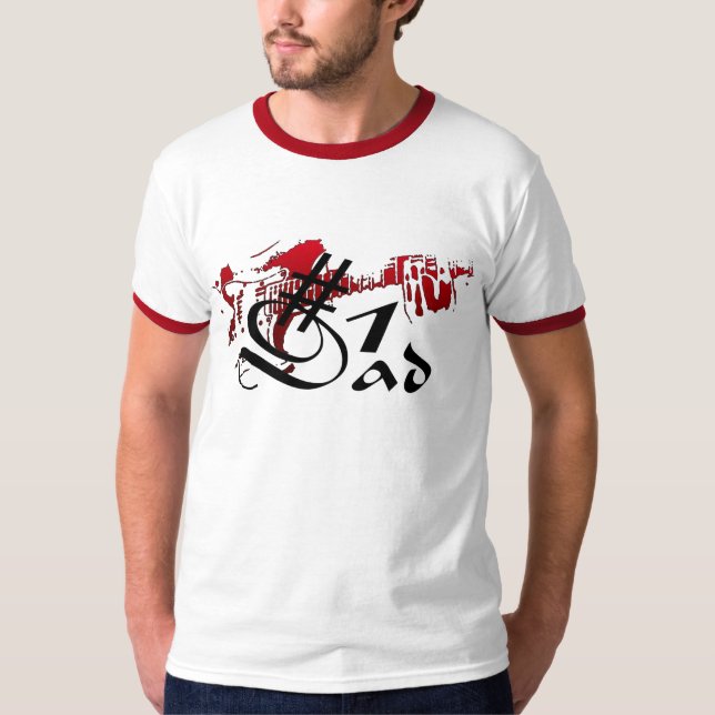 #1 Dad Guitar Red T-Shirt (Front)
