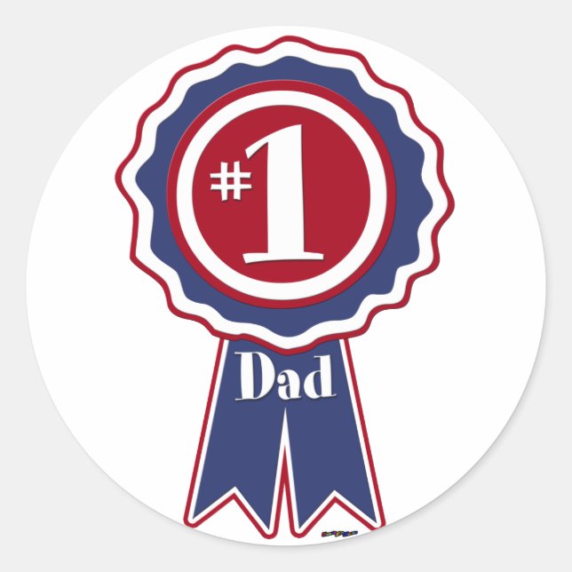#1 Dad - Happy Father's Day Classic Round Sticker (Front)