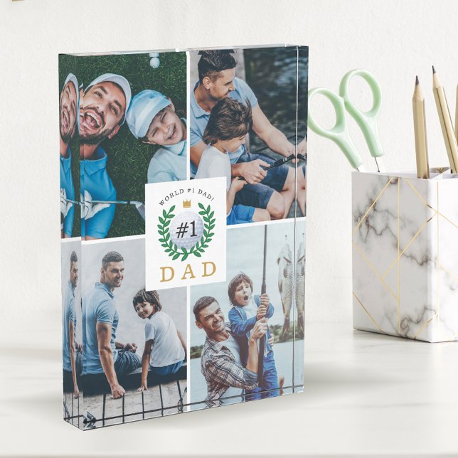 #1 Dad, Happy Fathers Day Golf Theme Photo Collage Block (Creator Uploaded)