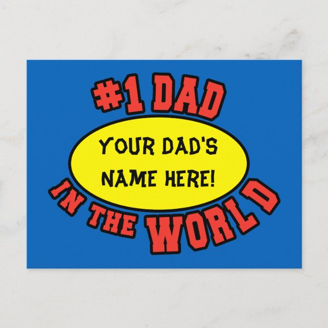 #1 Dad in the World Customise Father's Day Postcard (Front)