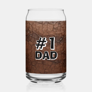 #1 Dad Leather-look Can Glass