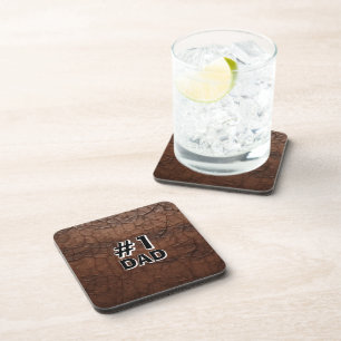 #1 Dad Leather-look Coaster