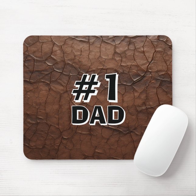#1 Dad Leather-look Mouse Mat (With Mouse)