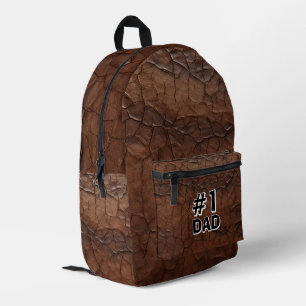#1 Dad Leather-look Printed Backpack