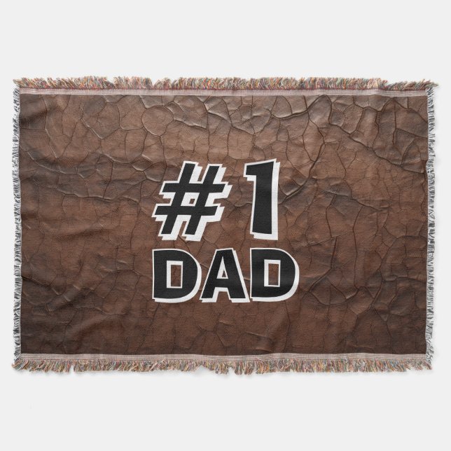 #1 Dad Leather-look Throw Blanket (Front)