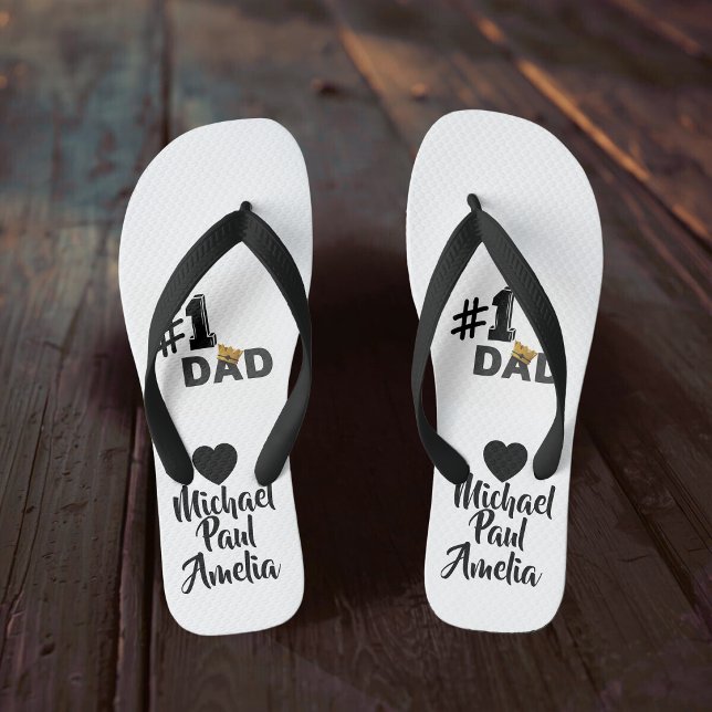 #1 Dad Love Personalized Pair of Flip Flops (Creator Uploaded)
