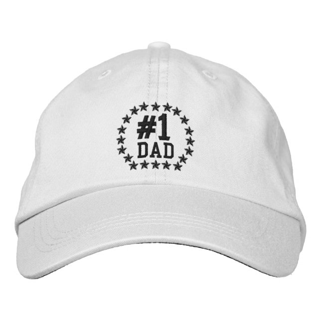 #1 DAD Number One Stars Embroidery Embroidered Hat (Front)